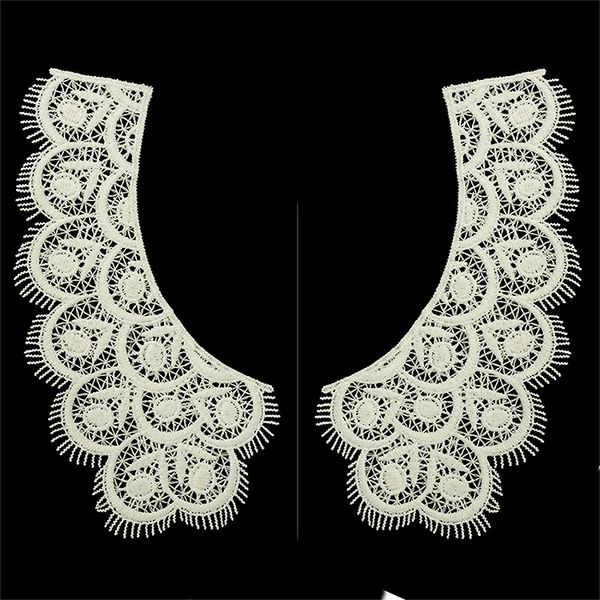 Пришивной кружевной воротник гипюр Kruzhevo арт.HX-05 цв.молочный уп.25 пар