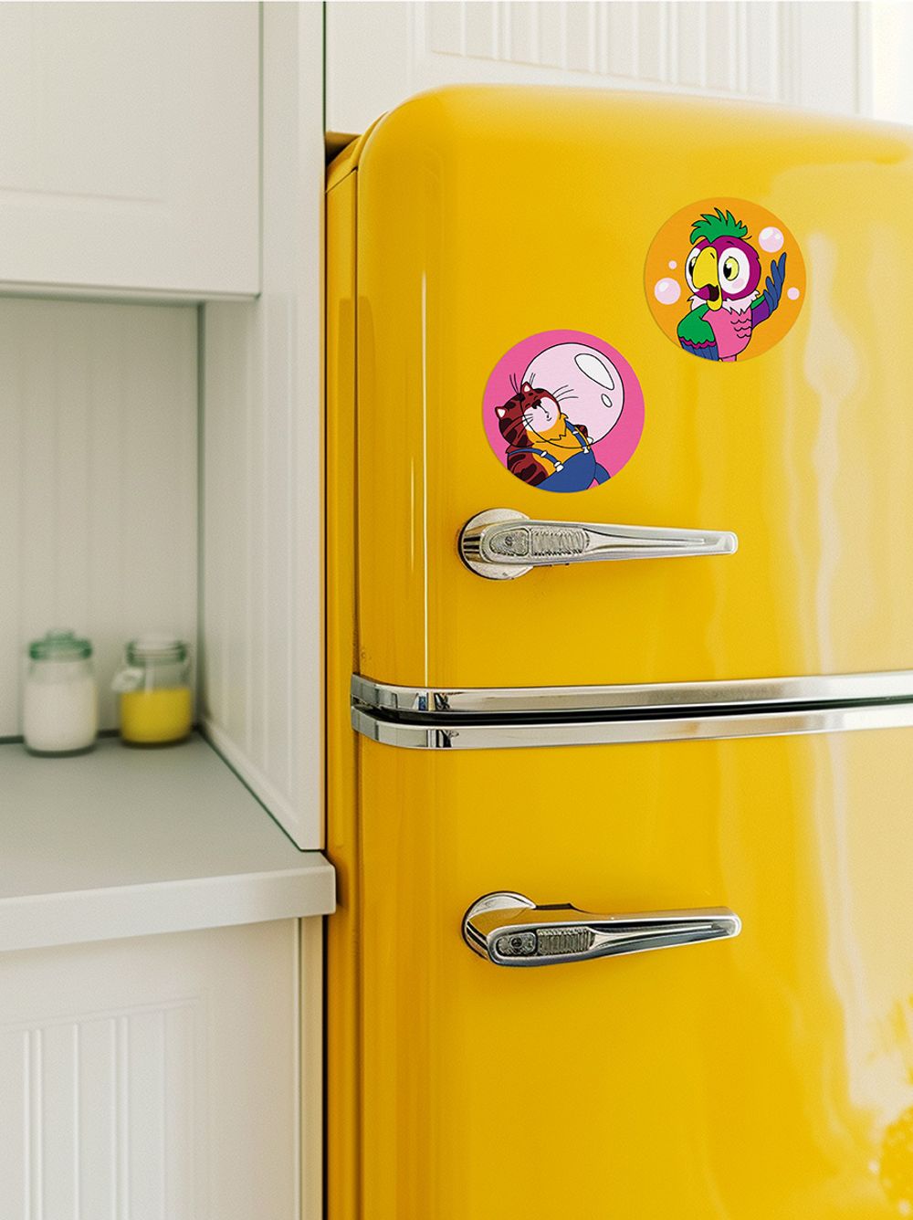 Картина по номерам Фрея, Союзмультфильм. Попугай Кеша и Кот Василий, на магните, 9х9 см