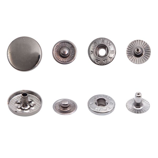 Кнопка Альфа (S-образная) ⌀15.0 мм, ≈50 шт, №54, Таблетка, МЕТАЛЛ, ответ. части 12.5 мм, чер.никель, NEW STAR