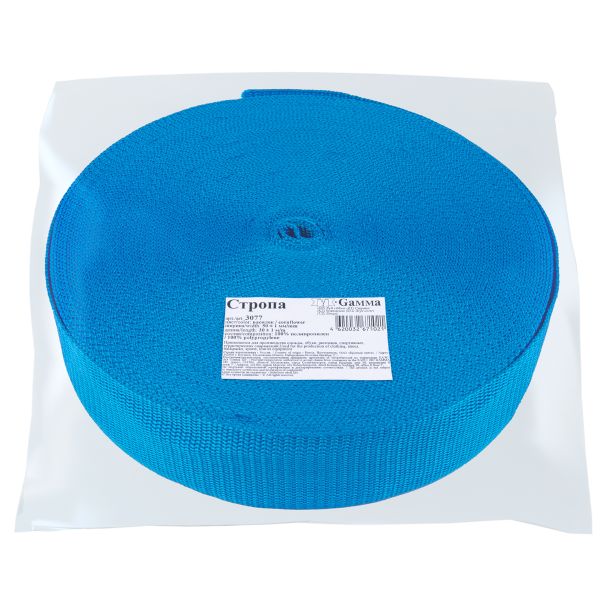 Стропа (ременная лента) 50 мм / 30 метров, толщ. 1.1 мм, [28 г/пог.м], 100% п/п, василек, Gamma 3077