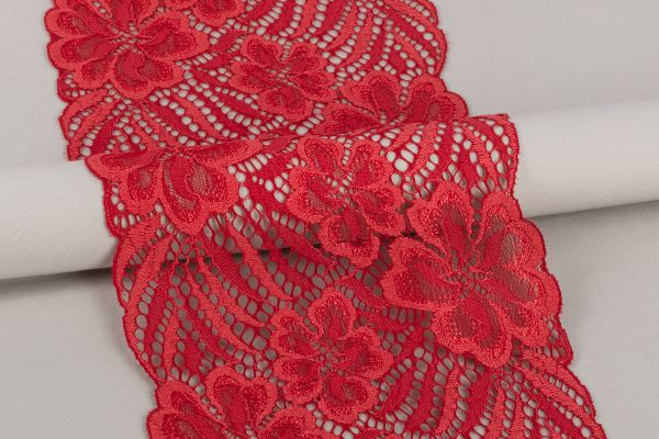 Кружево бельевое эластичное 160 мм / 20 м, Турция, красный, Blitz BLST-31