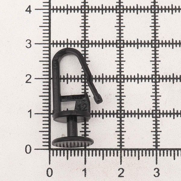 Крючки шторные для карниза 26 мм, ⌀11 мм, гвоздик, пластик для потолочных шин, черный, 100 шт/упак