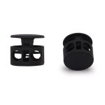 Фиксатор (зажим) для шнура металл 2 отв., 10.5х11.8 мм, ⌀3.7 мм, металл, P.Black (черная резина), MFR08, 10 шт