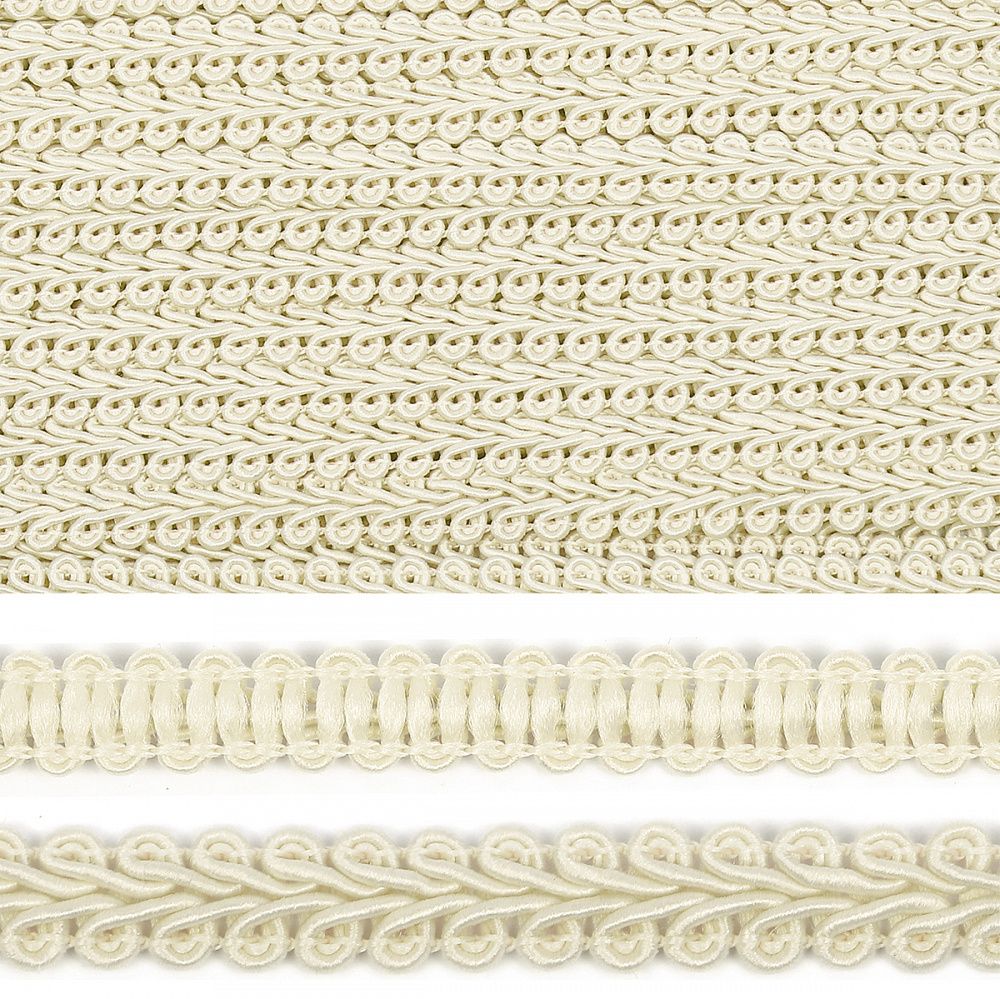 Тесьма Шанель плетеная 12 мм, 0384-0018 цв.02 молочный уп.9м