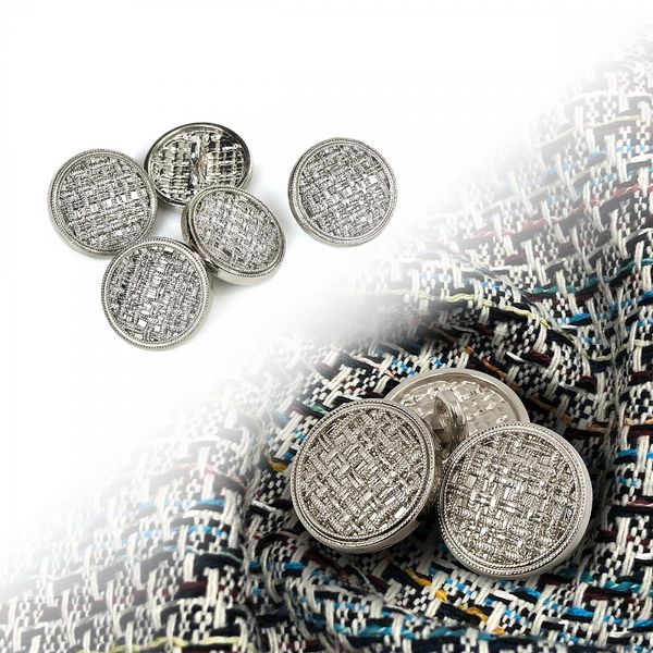 Пуговицы на ножке металлические 24L=15мм, С-MP06 цв.серебро, 5 шт