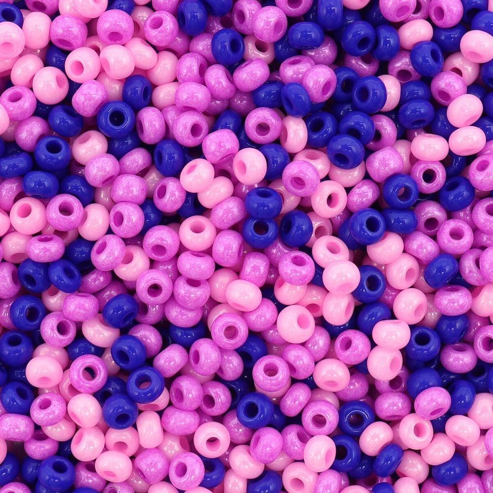 Набор бисера Preciosa 10/0 (2.3 мм), 20 г, 3 цвета, ассорти №19, розовый/сиреневый/синий