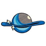 Термоаппликация "Серо-голубая планета с синим кольцом", 11х5.2см