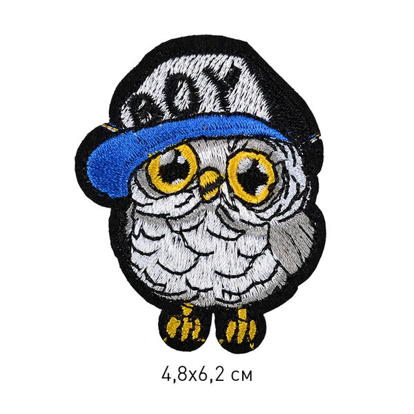 Термоаппликация 2209 Сова в кепке 4.8х6.2см, уп.10 шт