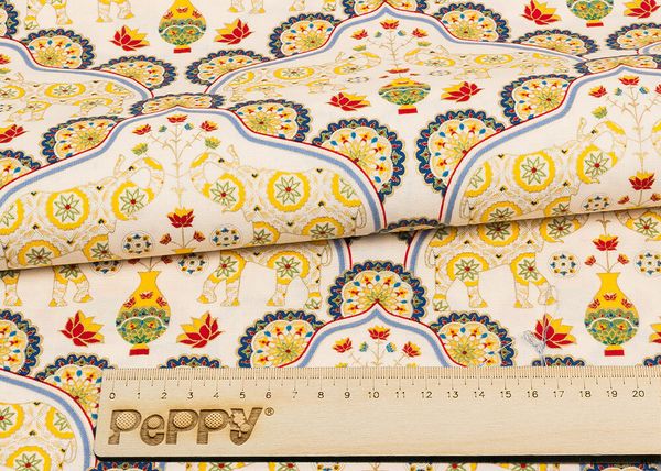 Ткань для пэчворка Peppy Индийское сари, рулон 112 см / 5 метров, ИС-10 синий, Peppy