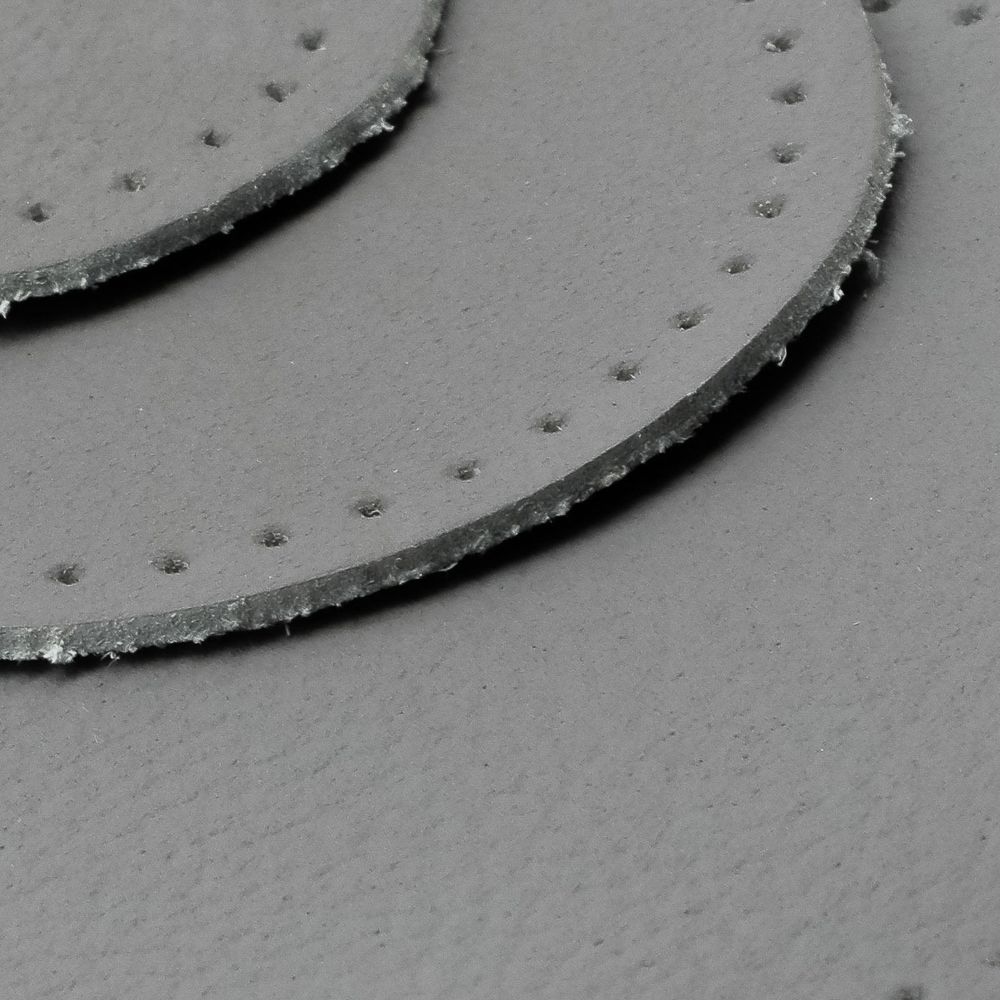 Набор заплаток пришивных из кожи, круг ⌀4см, 6см и 8см, с перфорацией, 3 шт, 100% кожа (07 серый), 9401