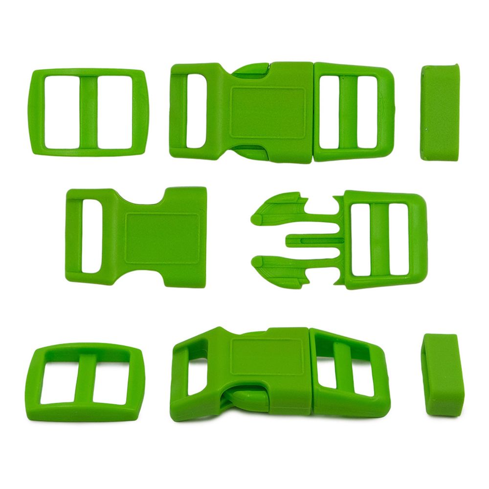 Фастекс (пряжка трезубец), рамка и рамка-регулятор 15мм, пластик, (2 компл.) Hobby&amp;Pro, зеленый, A03001037-15