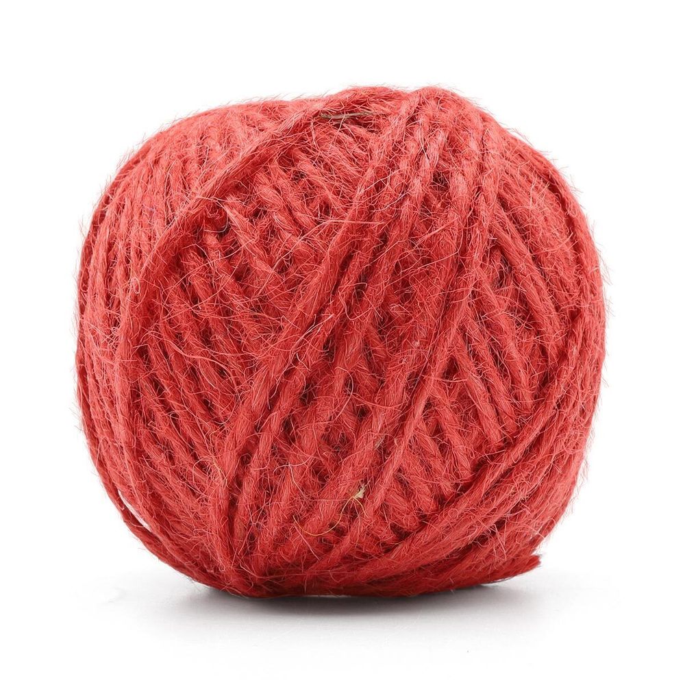 Шпагат джутовый 2-х ниточный ⌀1.12 мм, 50 м, 1120 текс, качество СВ, цветной (красный), 74973