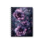 Записная книжка с твердым переплетом, глянцевая ламинация, на гребне A6 120 л. 4 шт клетка, Сиреневый цветок 01598, ЗК226 Светоч