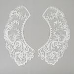 Пришивной кружевной воротник 100 мм, на сетке, 5 пар, Турция, белый/под серебро, Gamma VKRM-27-03