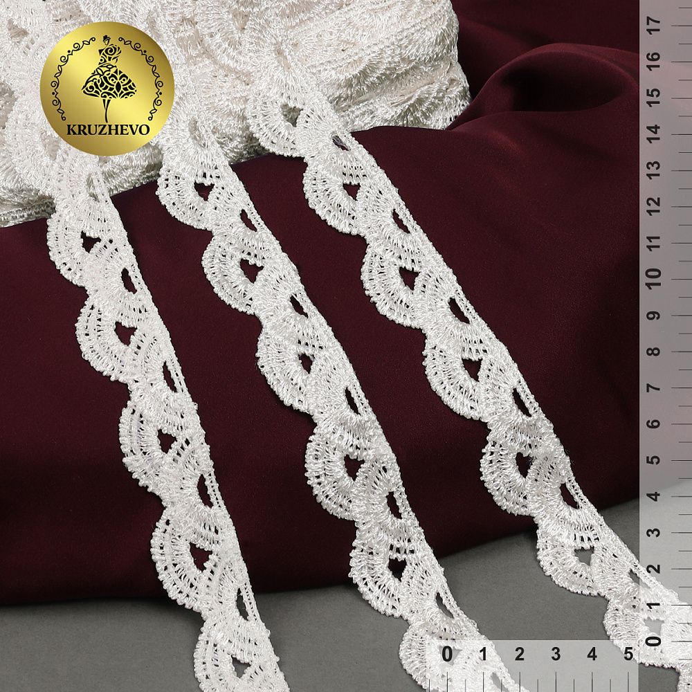 Кружево гипюр (плетёное) 22 мм, TBY.C01927A, теплый белый, 13.71м, Kruzhevo
