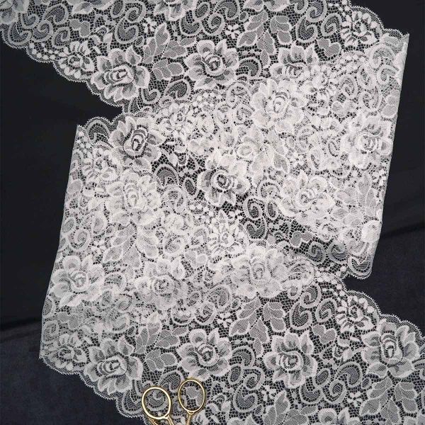 Кружево бельевое эластичное 175 мм / 13.72 метра, белый, 3AR3773