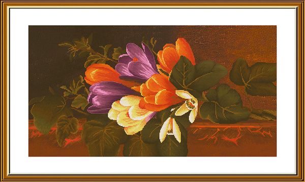 Набор для вышивания нитками Нова Слобода, Крокусы 28,4х53 см