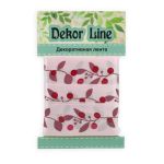 Лента атласная с рисунком 25.0 мм / 3 метра, Ягодная ветвь (розовый), Globus