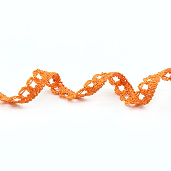 Кружево вязаное (тесьма) 10 мм / 25 метров, рис.9441 (оранжевая) С3805Г17