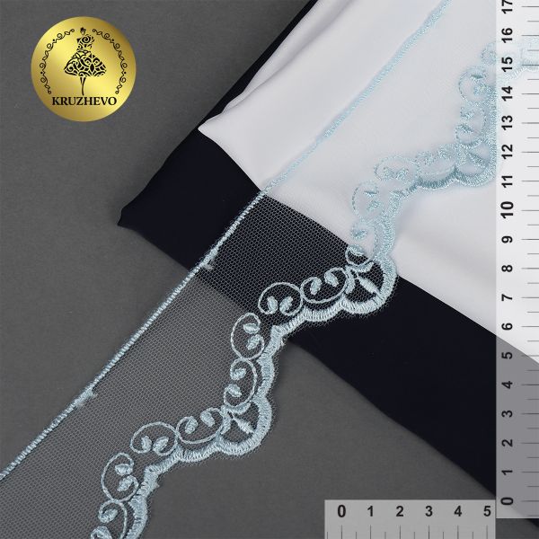 Кружево на сетке 50 мм / 13.71 метра (жесткая сетка), Exclusive TBY 2BS228K1, цв.B1515 голубой, Kruzhevo