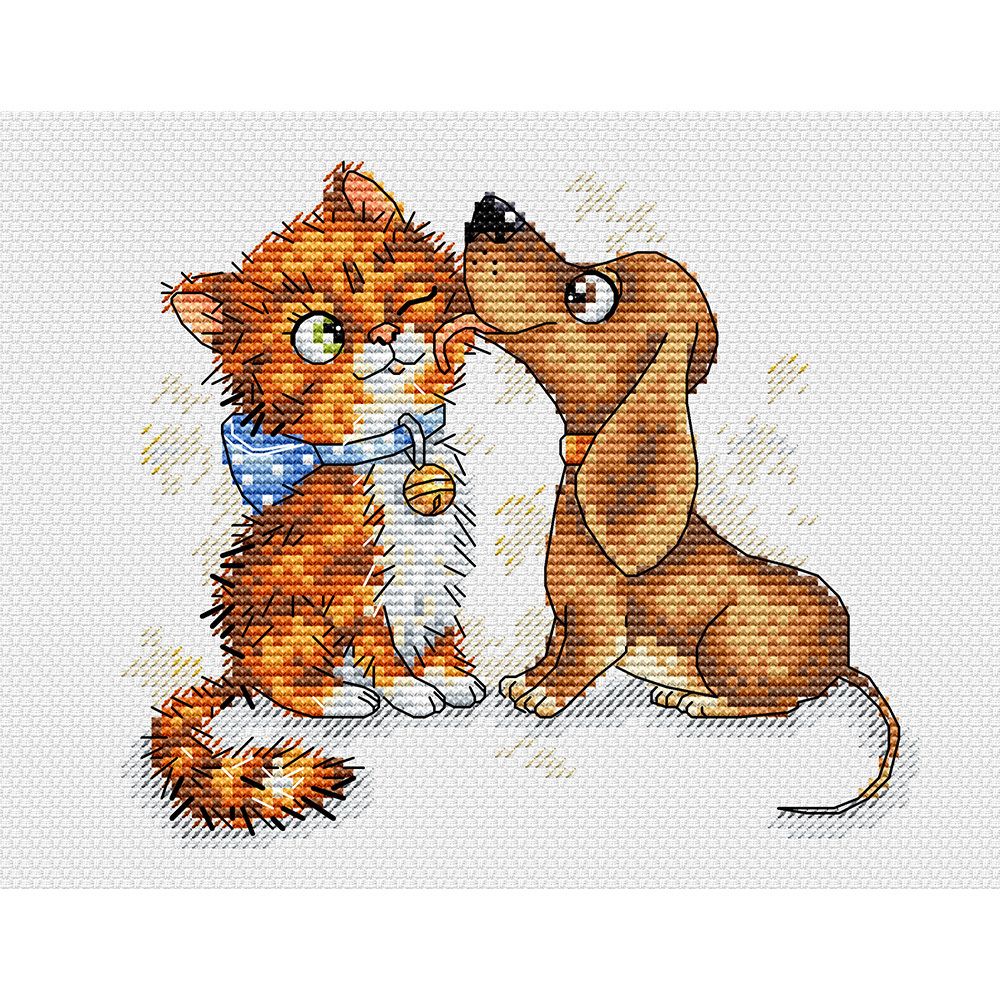 Набор для вышивания нитками МП Студия (Жар-птица), Лучшие друзья 14х18 см