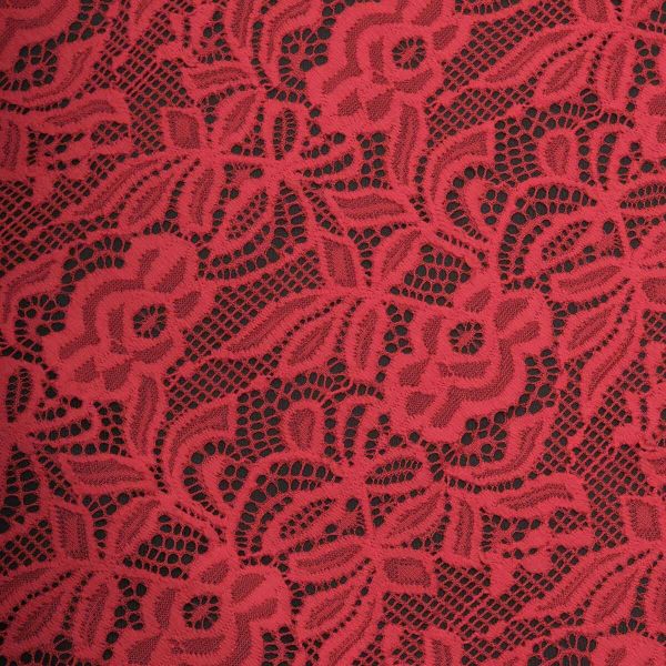 Кружево бельевое эластичное 300 мм / 3.4 метра, цвет красный