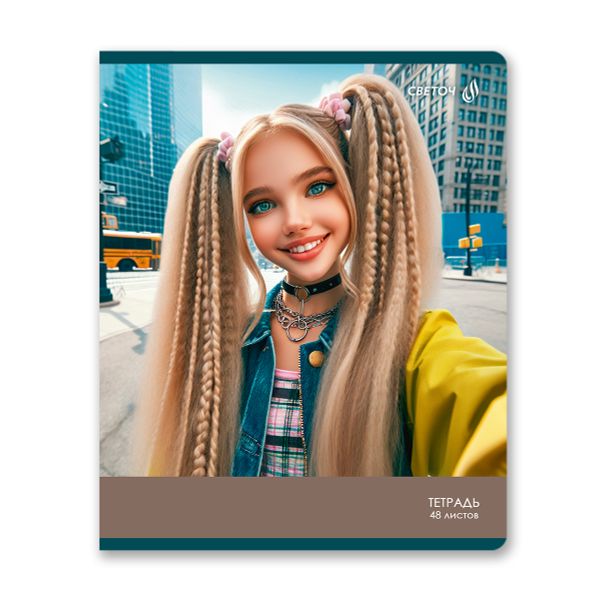 Тетрадь ученическая общая, A5 48 л. на скобе 65 г/м², белизна 100% 10 шт линия, 01535 Загадочный взгляд, Светоч Т206