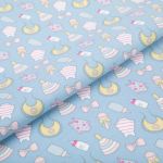 Ткань для пэчворка Peppy Молочные сны фланель, рулон 112 см / 5 метров, МС-16 голубой, Peppy