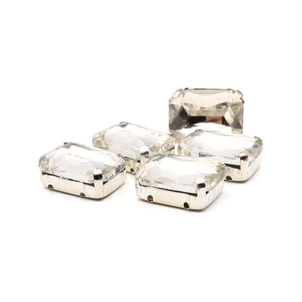 Хрустальные стразы в цапах прямоугольные (серебро) белый 10х14мм, 5 штук Astra&Craft, ПЦ001НН1014