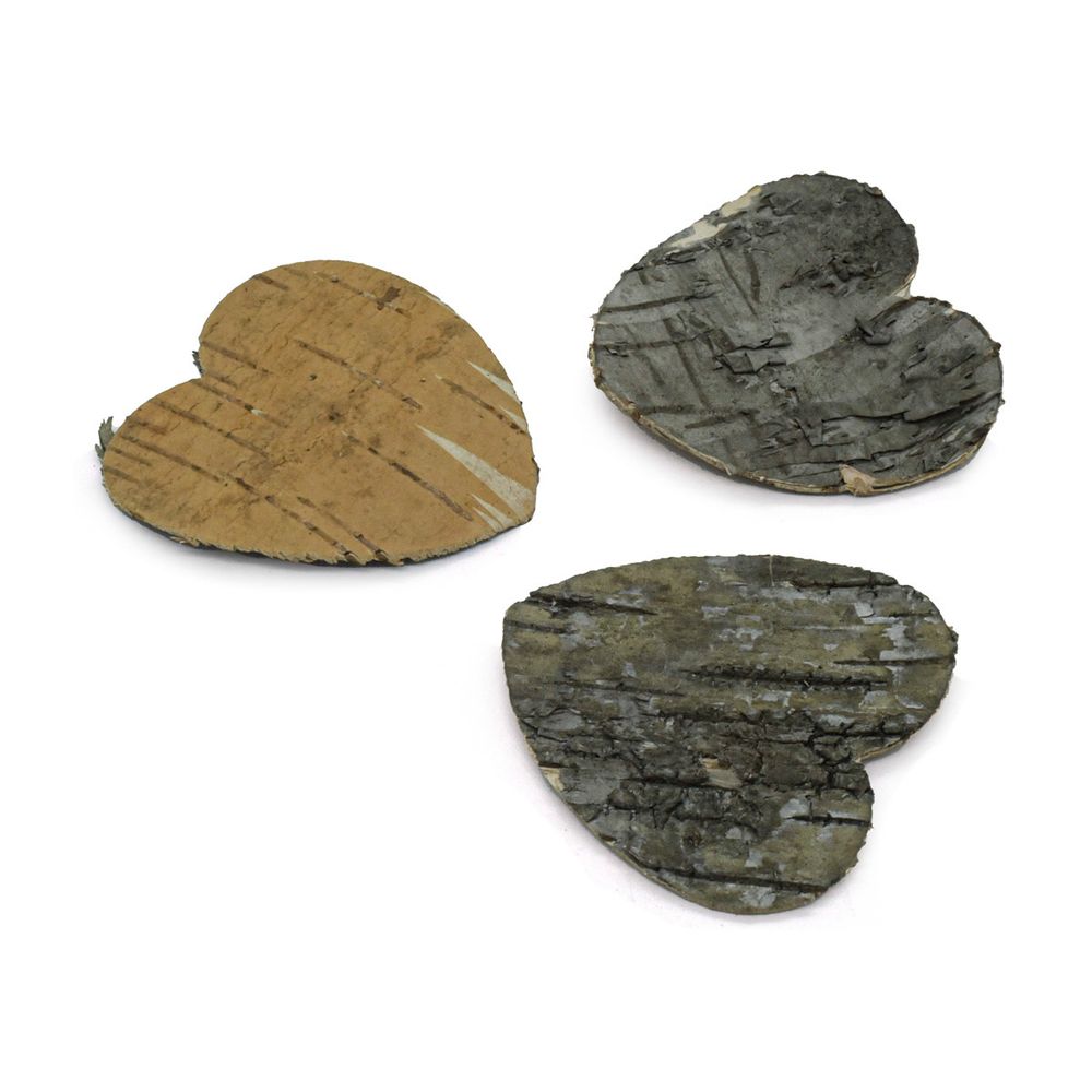 Декоративные элементы из коры дерева "Сердце", 5см, 10 шт, нат/дерево