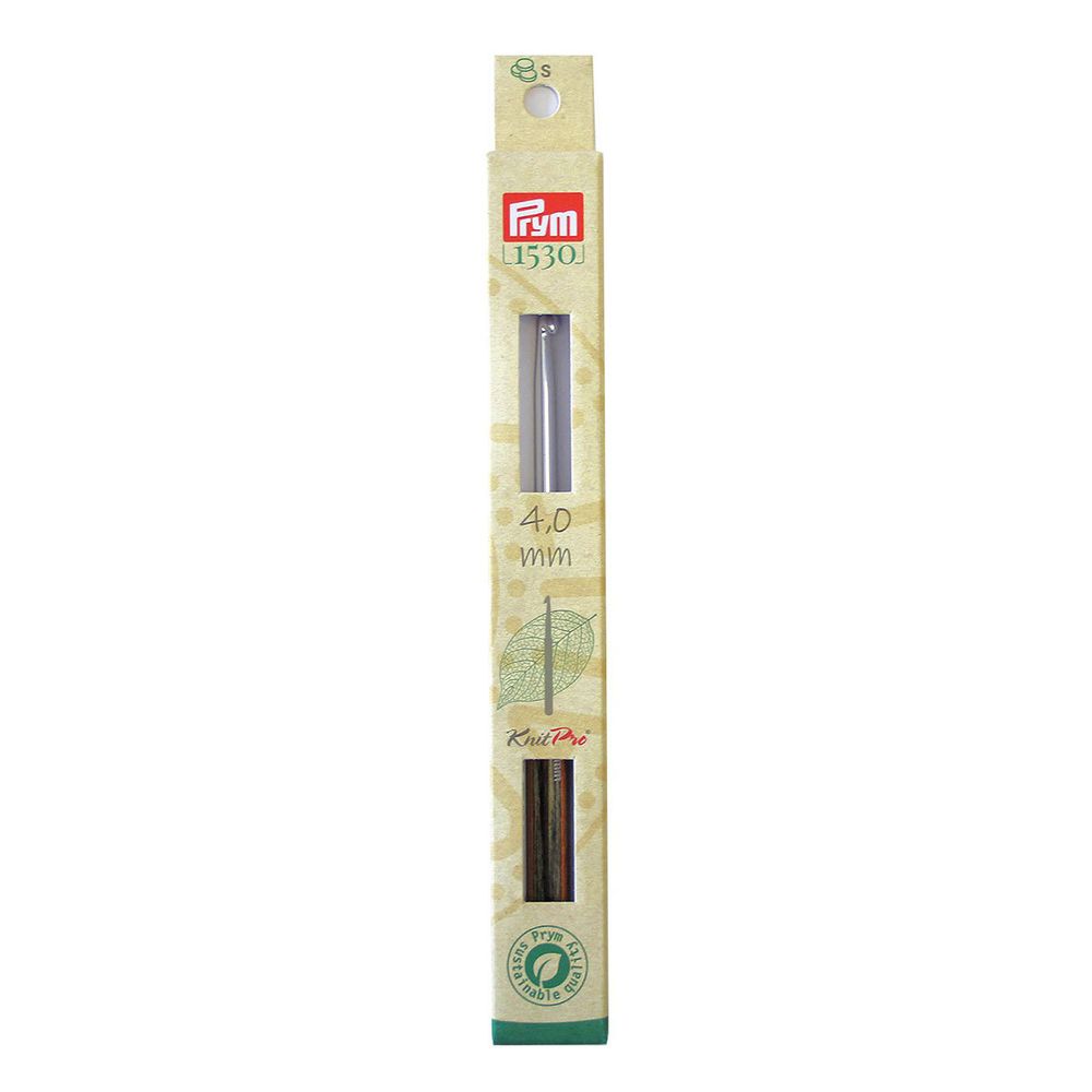 Крючок для вязания алюминий ⌀4.0 мм, с деревянной ручкой, Prym Natural 223514