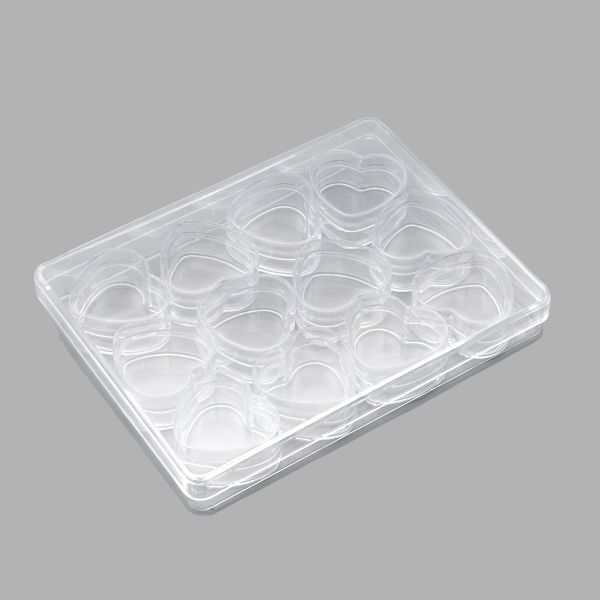 Пластиковый контейнер с 12 баночками, 12,5х9,5х1,8см, 29677