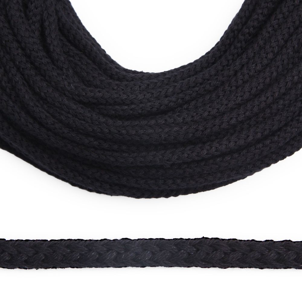 Шнур круглый х/б ⌀5.0 мм / 100 метров, черный