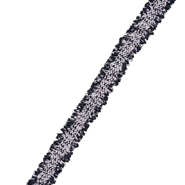 Тесьма твидовая Шанель с люрексом 2 см / 41,2м, 34 черный, 3AR2651