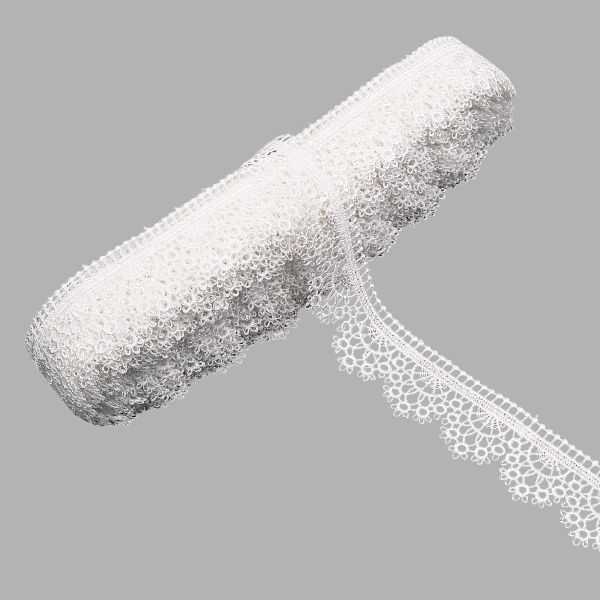 Кружево гипюр (плетёное) 30 мм / 13.72 метра, белый, 3AR3499