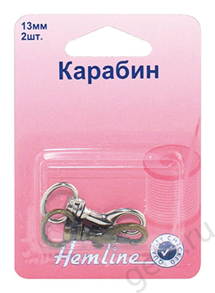 Карабин металл 13 мм, 01, 10 шт, Hemline /TOS/