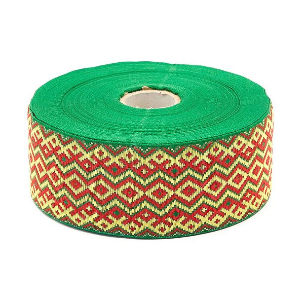 Лента (тесьма) жаккардовая 50.0 мм / 25±1 метров, рис. 9433, (зеленый) С3379Г17