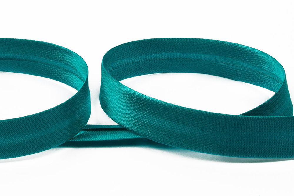 Косая бейка атласная 12 мм / 132±1 метра, 047 морская волна, Gamma GK-12P