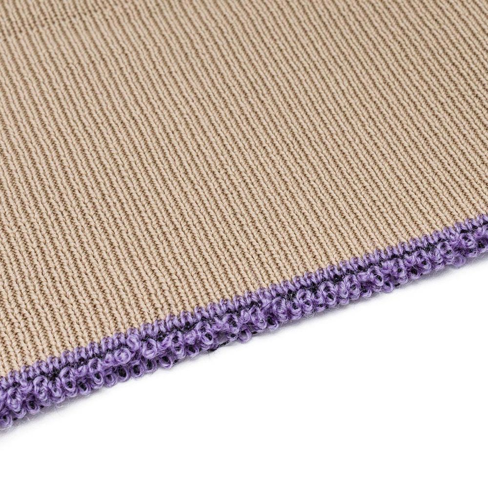 Подвяз средней плотности с полосками (100% полиэстер), 1*1, высота 14см (7см*2), длина 70-73см (8091/8003 бежевый с белыми полосками)