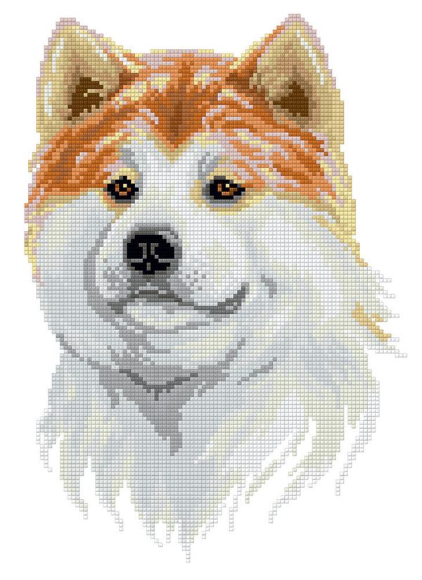 Алмазная (кристальная) мозаика Фрея, Дружелюбный акита-ину, 35х25 см