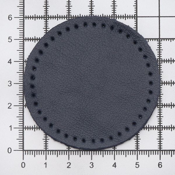 Заплатки пришивные из кожи, круг ⌀6см с перфорацией, 2 шт, 100% кожа, 05 темно-синий, 9111