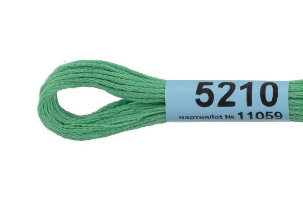 Мулине Gamma 100% хлопок, цв.5210 зеленый, 24 мотка по 8 метров