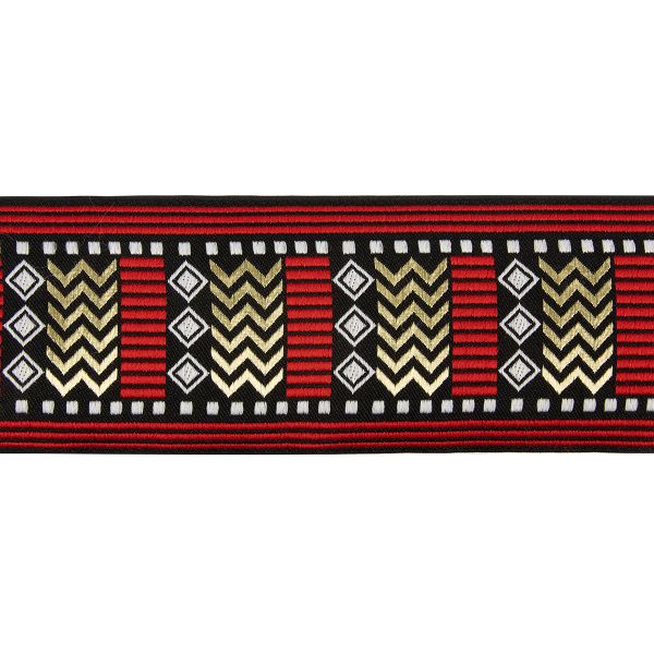 Лента (тесьма) жаккардовая 67.0 мм / 10±0.5 метров, красный/бежевый, Gamma TRJ-115Y