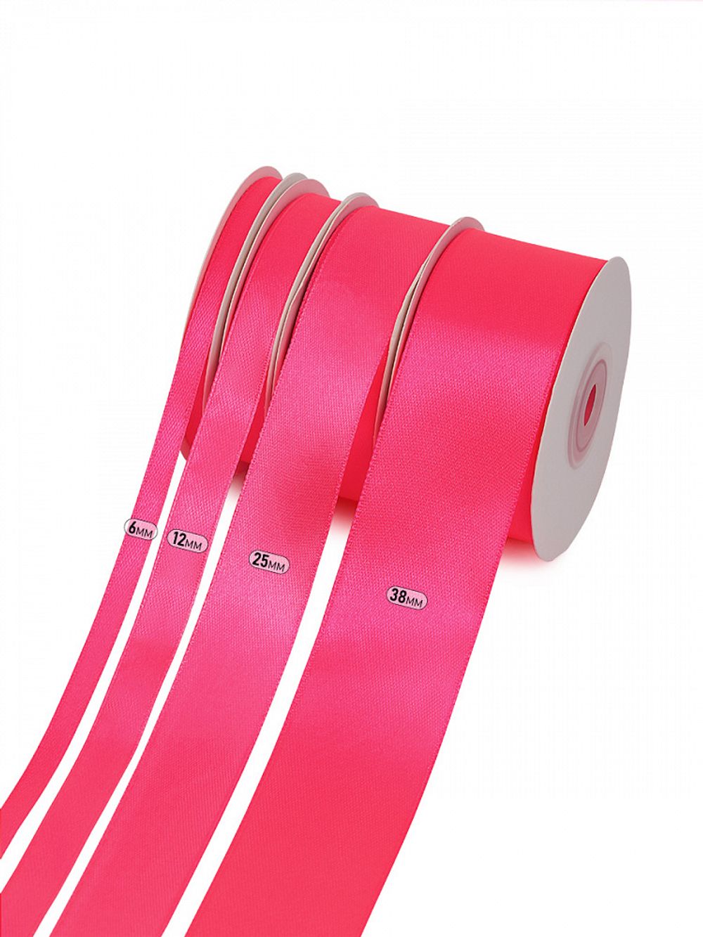 Лента атласная 1-сторонняя 25.0 мм / 22.5±1 метра, 3080 ярк.розовый, Magic4Hobby