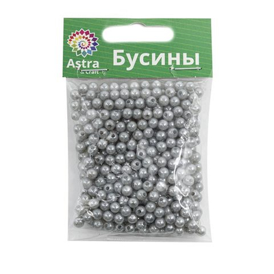 Бусины пластик (жемчуг) ⌀5 мм, 25 г, Astra&Craft, 031 NL серый
