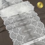 Кружево бельевое эластичное 195 мм / 10 м, цв.01 белый, Kruzhevo