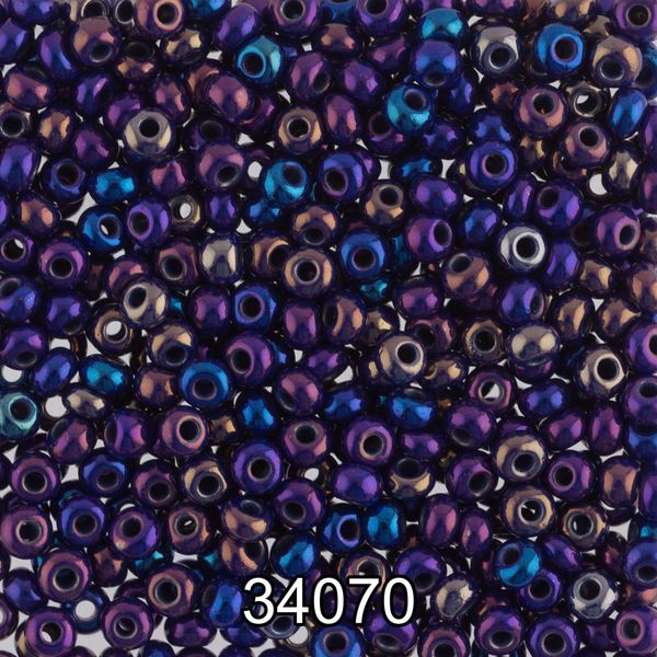 Бисер Preciosa 10/0 (2.3 мм), 500 г, 34070 (Ф027) синий/меланж