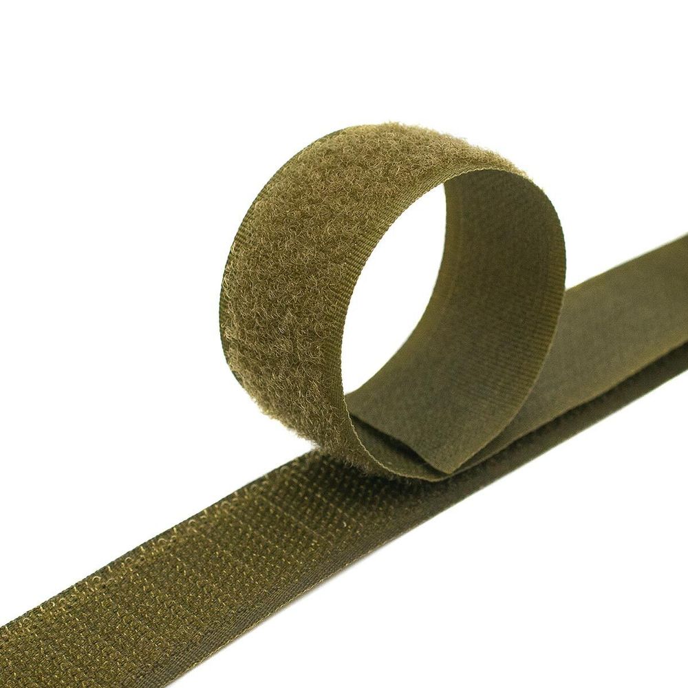 Лента контактная липучка (велкро) пришивная 25 мм / 25 метров, 5049 яр.хаки, ПАРА (крючок+петля), качество "C"