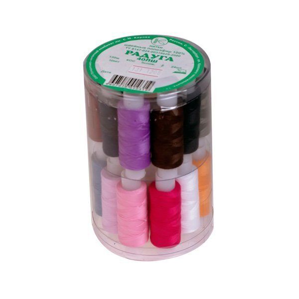 Швейные армированные нитки (набор) ПНК им.Кирова 40ЛШ, 150 м / 24 кат., Радуга, ассорти