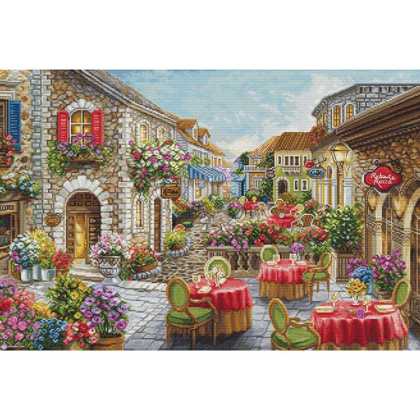 Набор для вышивания нитками Luca-S, Кафе Фиори, 52х35 см